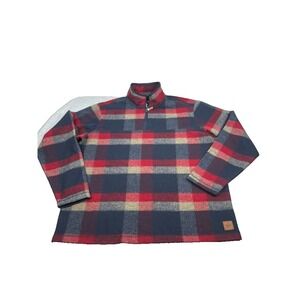 John Wayne Men Sz LARGE Plaid Pullover Shirt Flannel 1/4 Zip Stock & Supply